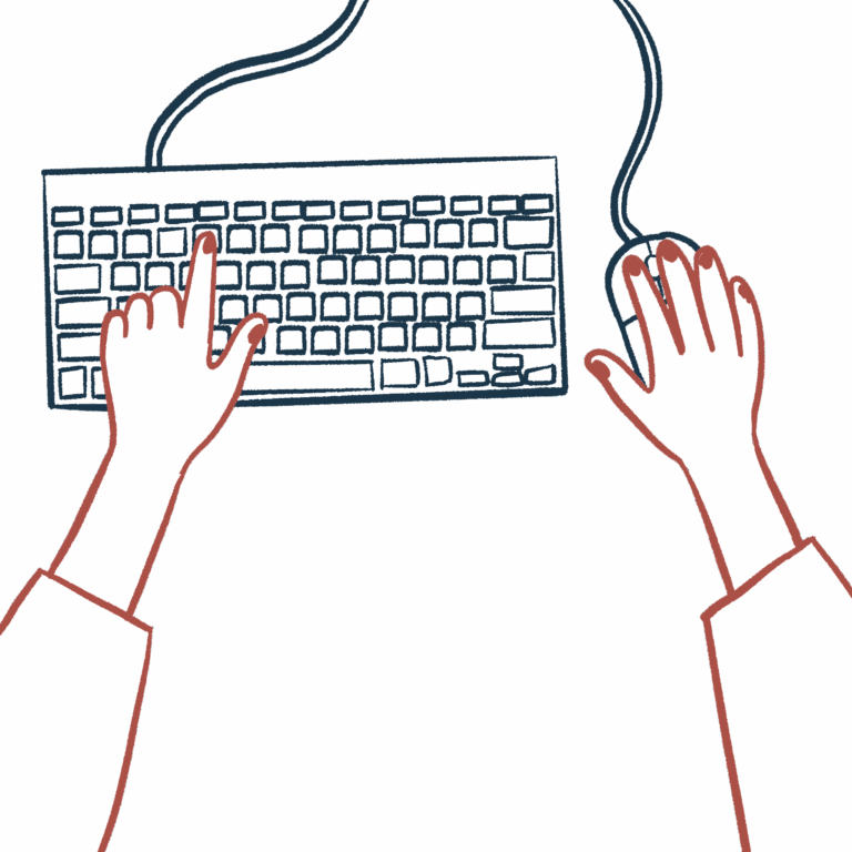 un clavier et des mains dessinés